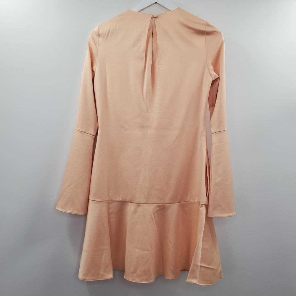 Revolve Elliatt Serene Dress Chalk Pink Bell Sleeves Satin Boho Wedding Cocktail - Picture 5 of 8